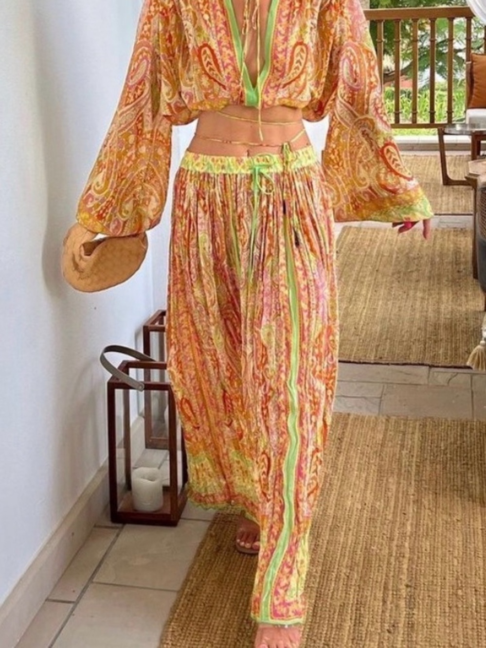 Zara Limited Edition Paisley Printed Beachy Bohemian Maxi Skirt Medium